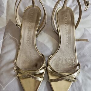 Burberry Size 37 1/2 Gold Strappy Sandals